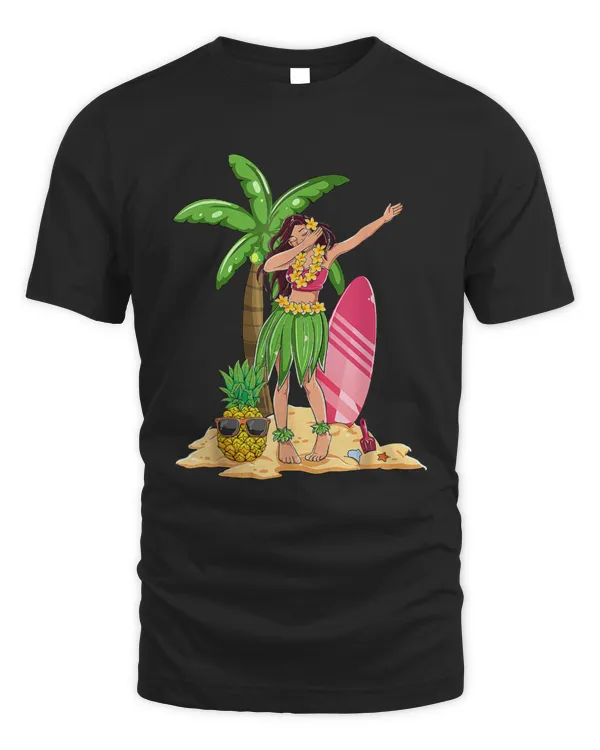 Dabbing Hawaiian Girl Summer Vacation Hawaii Pineapple Palm Shirts